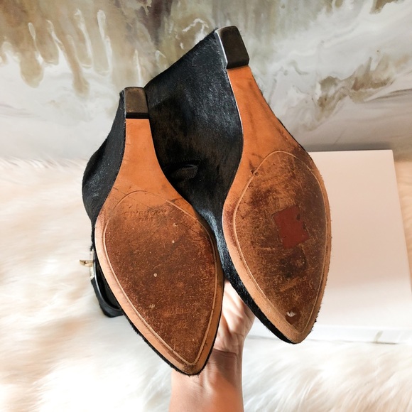 SOLDGivenchy Shark Ponyhair Black Wedge Booties 39 - Picture 5 of 7